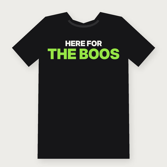 Here for the Boos Funny Halloween T-Shirt on black