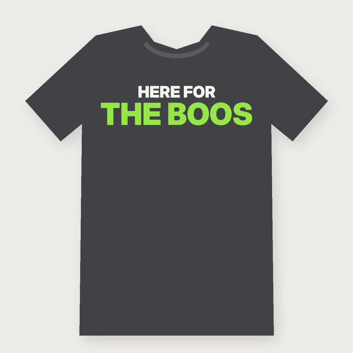 Here for the Boos Funny Halloween T-Shirt on charcoal