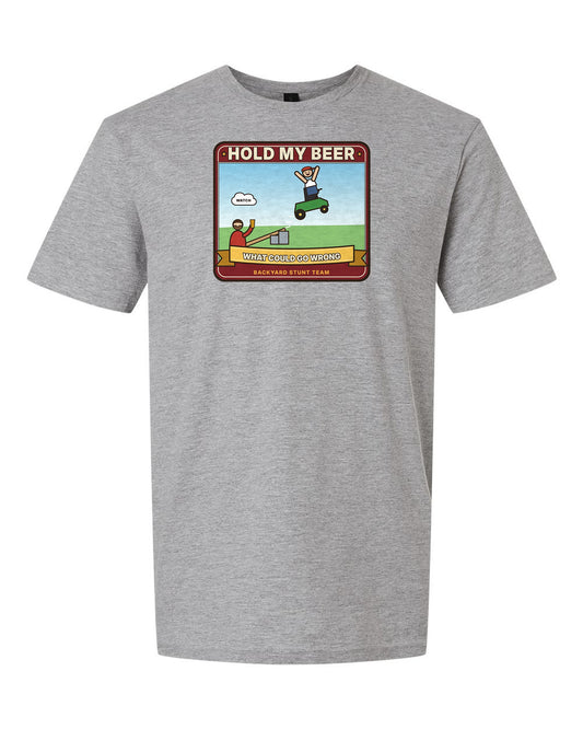 Hold My Beer: What Could Go Wrong - Funny Lawn Mower Stunt T-Shirt