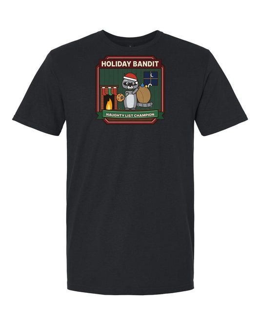 Holiday Bandit: Naughty List Champion - Funny Raccoon Christmas T-Shirt