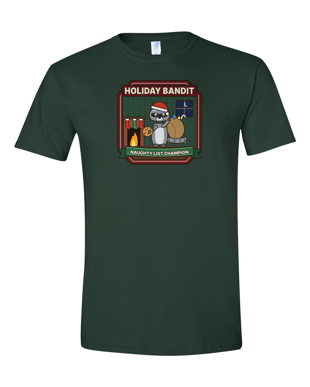 Holiday Bandit: Naughty List Champion - Funny Raccoon Christmas T-Shirt