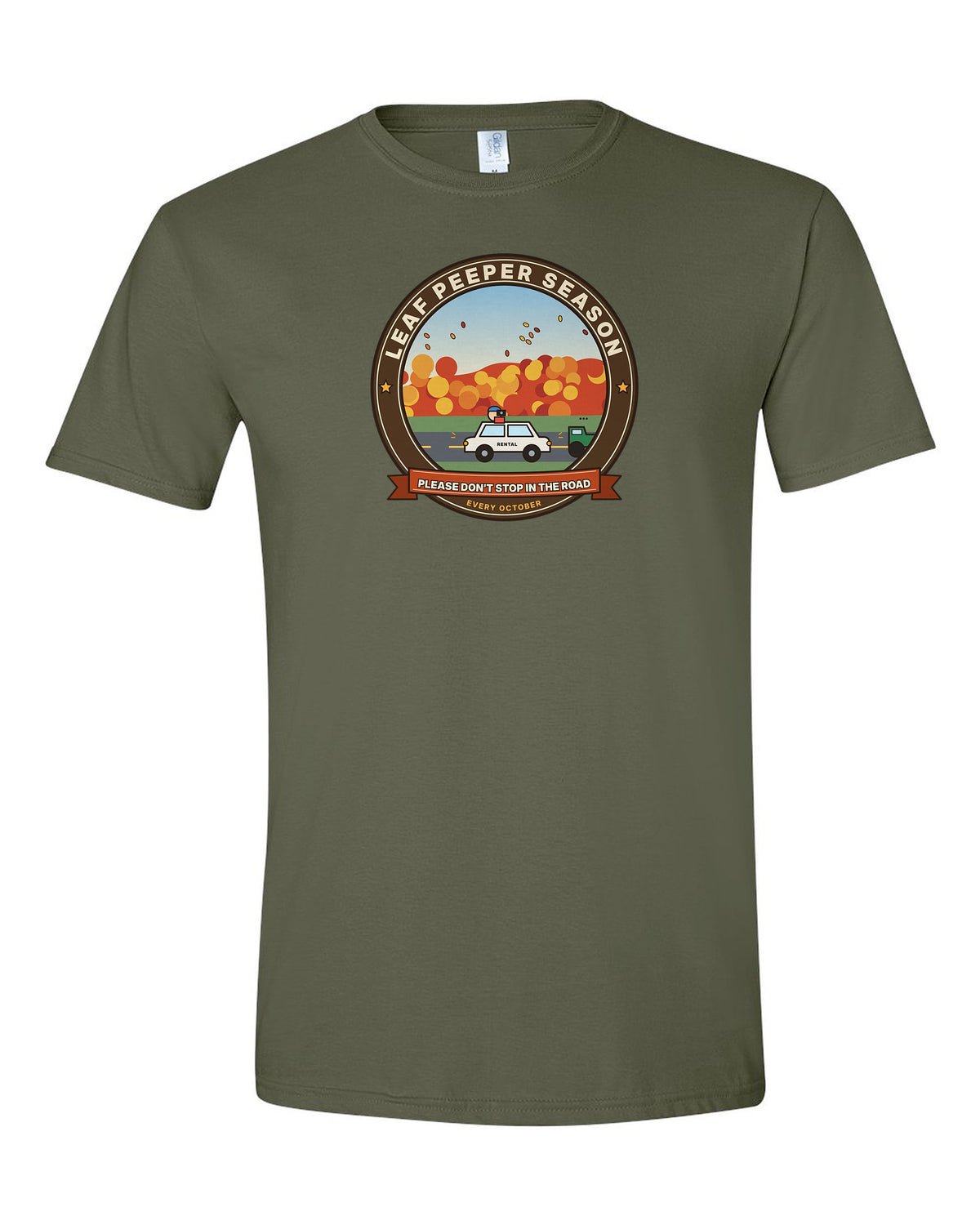 Leaf Peeper Season: Please Don't Stop in the Road - Funny Vermont T-Shirt