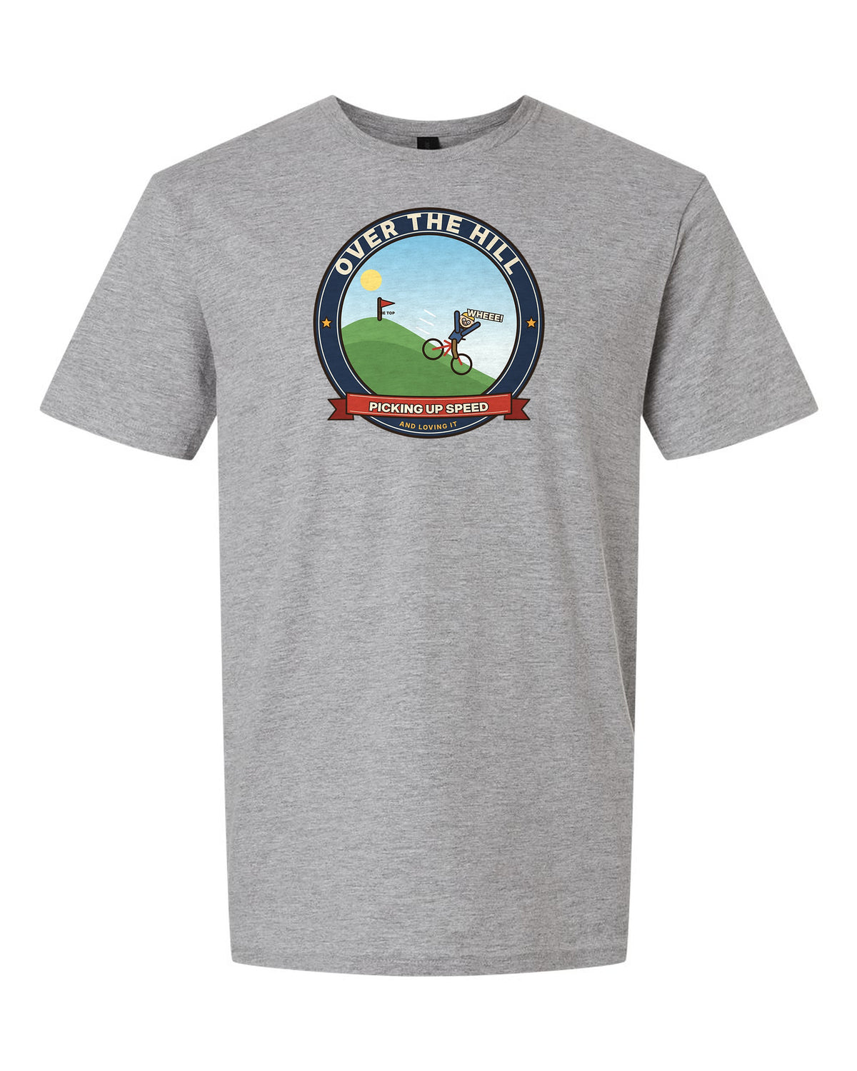 Over the Hill: Picking Up Speed - Funny Birthday Bike T-Shirt