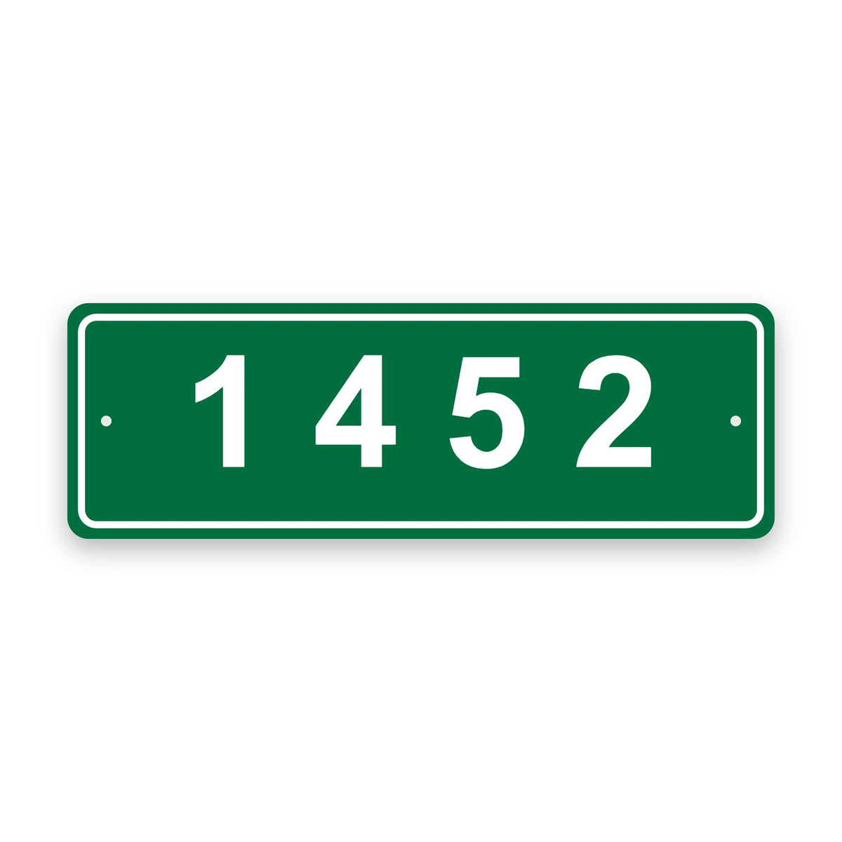 Horizontal reflective 911 address sign for mailbox or fence, green with white numbers