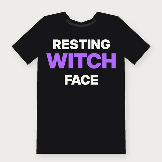Resting Witch Face Funny Halloween T-Shirt on black