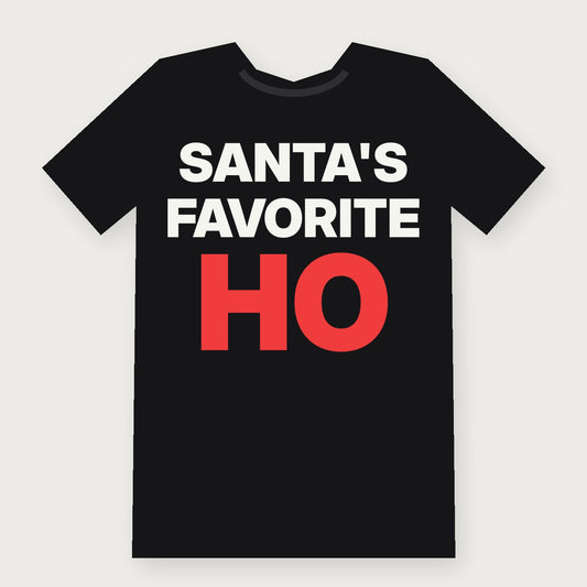 Santa's Favorite Ho Funny Christmas T-Shirt on black