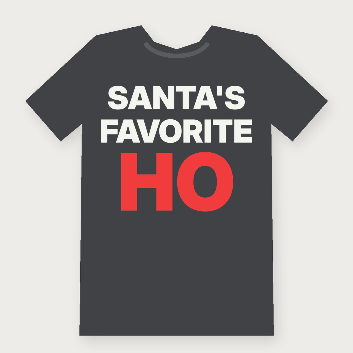 Santa's Favorite Ho Funny Christmas T-Shirt on charcoal