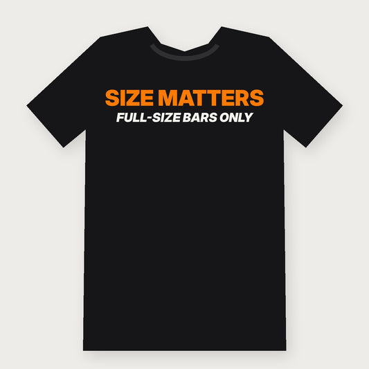 Size Matters: Full-Size Bars Only Funny Halloween T-Shirt on black
