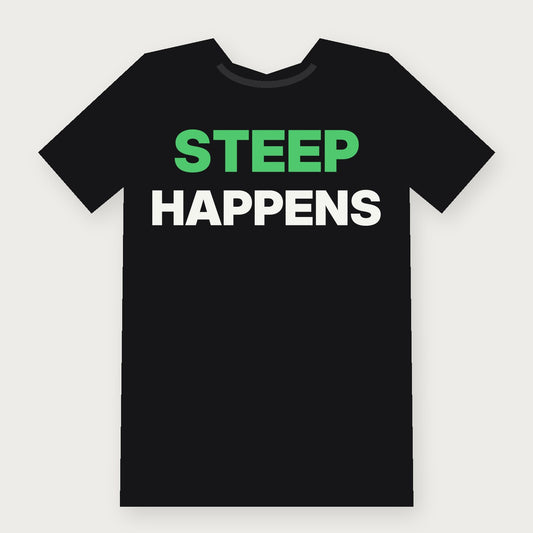 Steep Happens Funny Herbalist T-Shirt on black