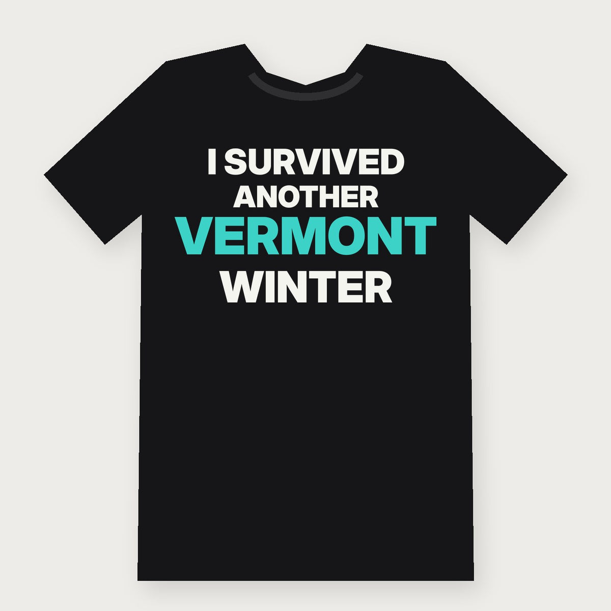 I Survived Another Vermont Winter Funny Vermont T-Shirt on black