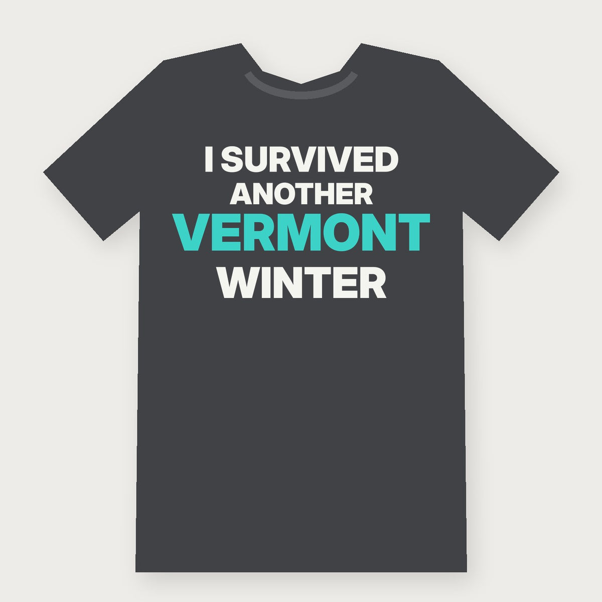 I Survived Another Vermont Winter Funny Vermont T-Shirt on charcoal