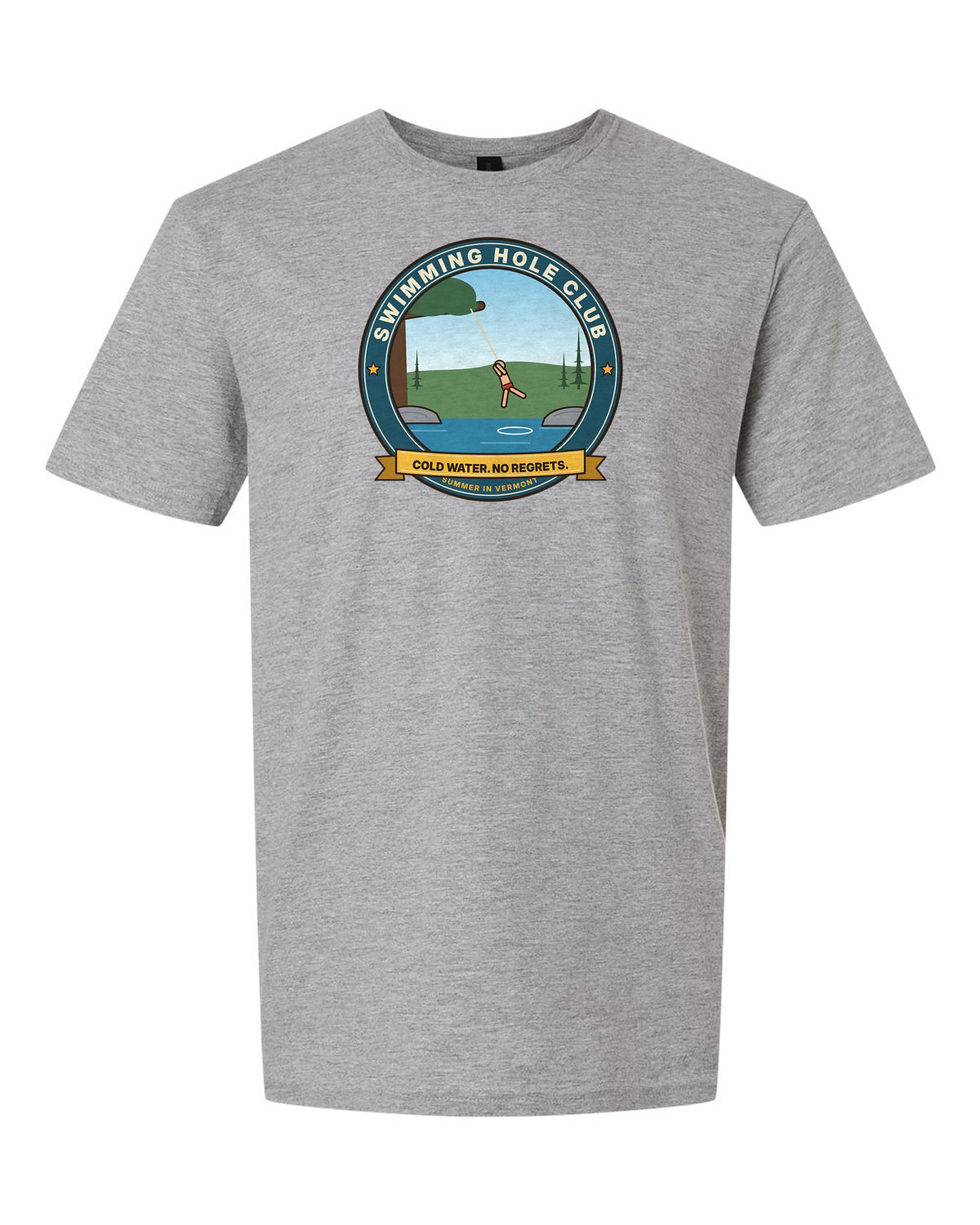 Swimming Hole Club: Cold Water. No Regrets. - Vermont Summer T-Shirt