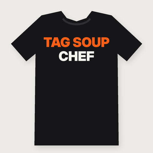 Tag Soup Chef Funny Hunting T-Shirt on black