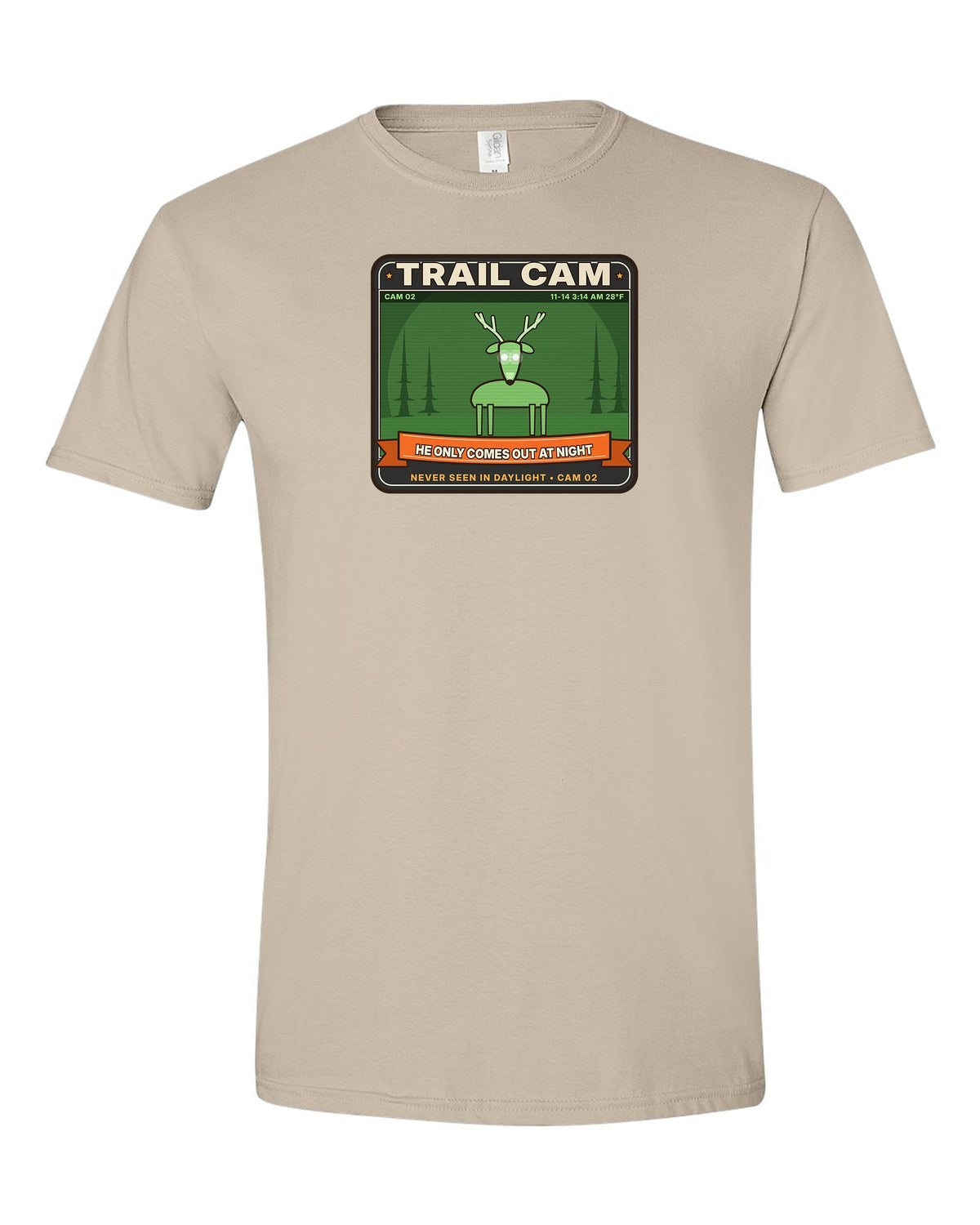 Trail Cam: He Only Comes Out at Night - Funny Deer Hunting T-Shirt