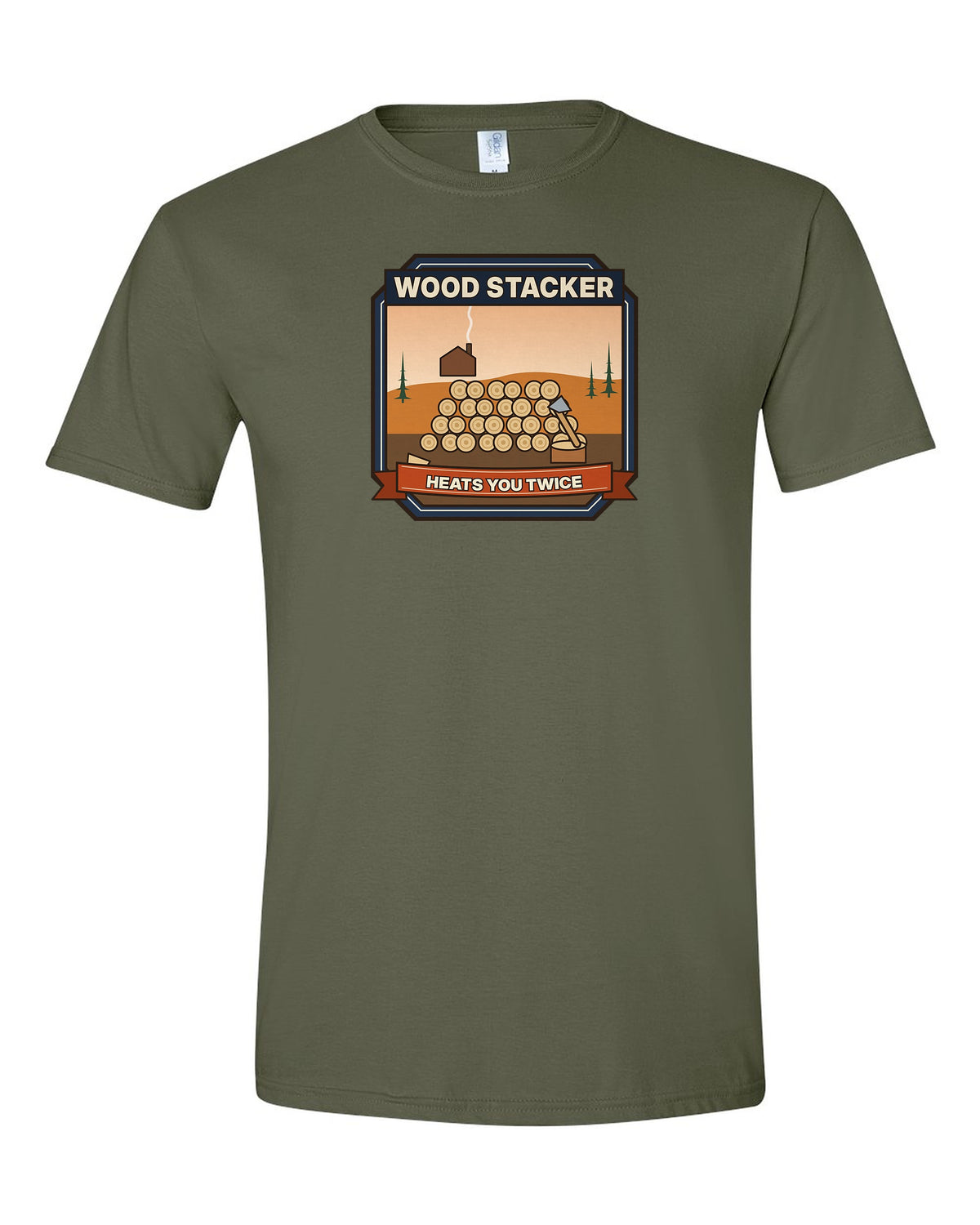 Wood Stacker: Heats You Twice - Vermont Firewood T-Shirt